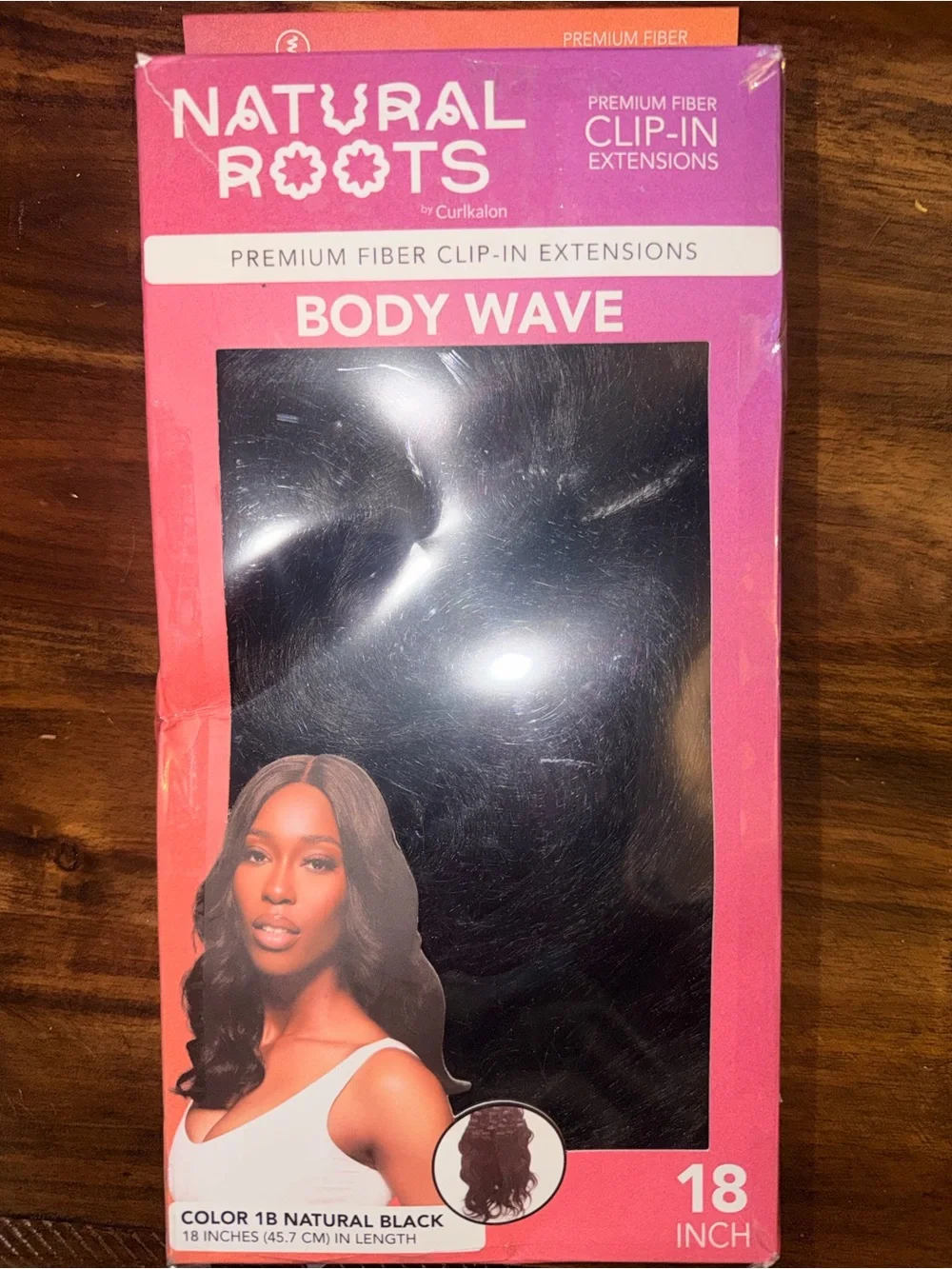 Natural Roots Clip-In Premium Fiber Extensions - 18 Inch, Natural Black (1B)